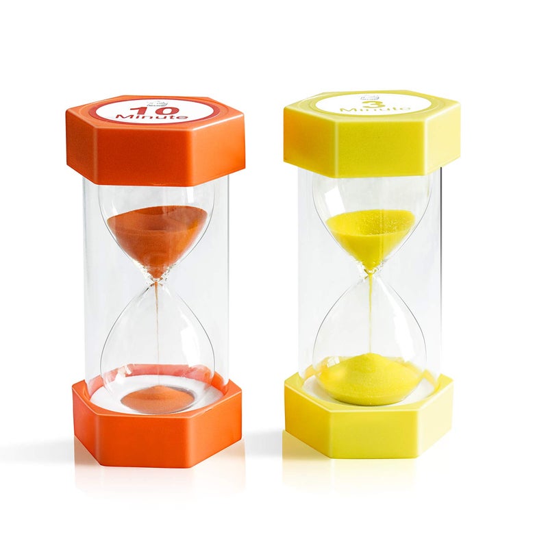 XINBAOHONG Sand Timer,XINBAOHONG Hourglass Sand Timer 3 Minutes 10 Minutes Timer Clock for Kids Games Classroom Home Office Kitchen Use (Pack of 2) (4.7''X 2.3'', 3 Min(Yellow) and 10 Min(Orange)) - Image 1